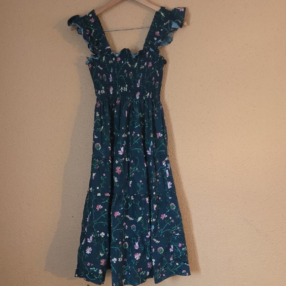 Hill House Teal Floral Midi Dress - Picture 5 of 10